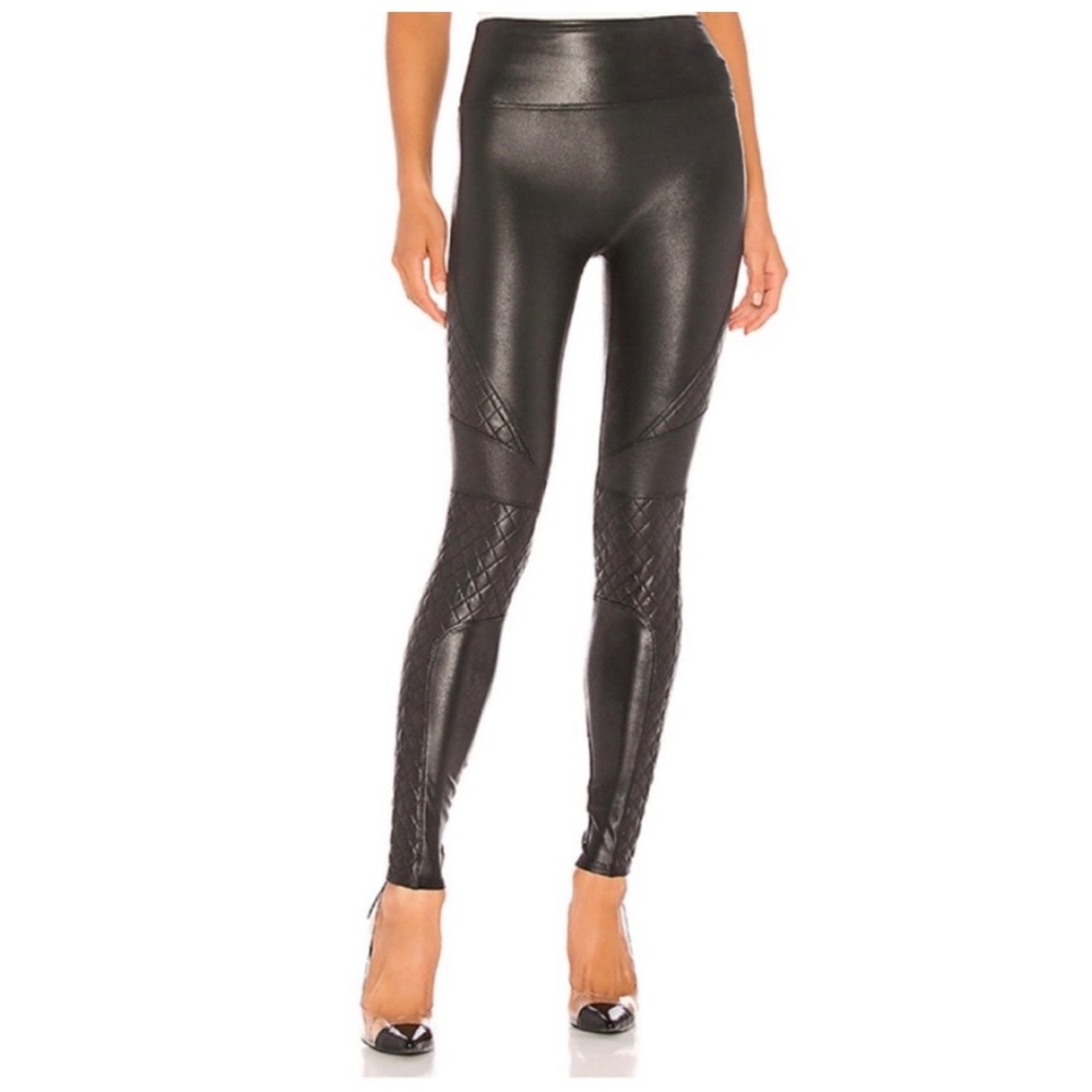 Spanx Faux Leather Quilted Leggings - Picture 2 of 6